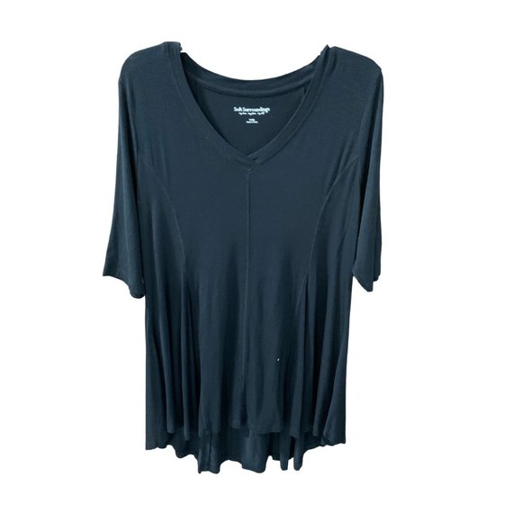 Soft Surroundings Womens Size Large L Black Dress Fit Flare 1/2 Sleeve Viscose K - Picture 1 of 4